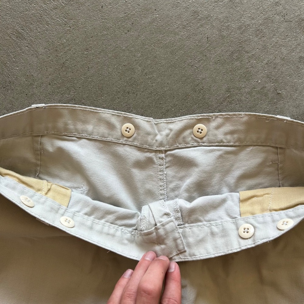 Vintage 90s SafTbak Pants Size 38x30 Cream Brown Brush Guard Double Knee Outdoor - Picture 6 of 11